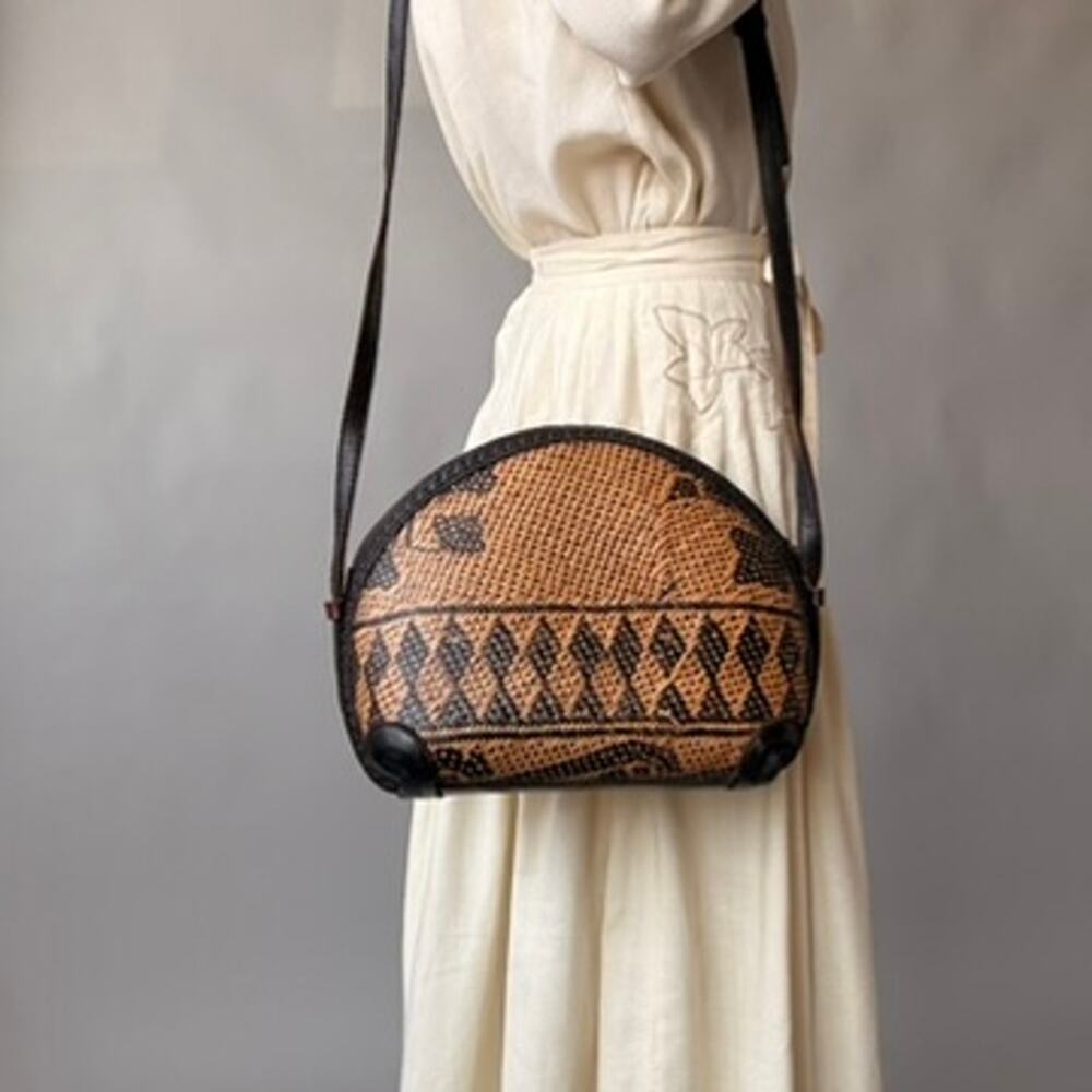 Vintage Trontieres Floral Leather Crossbody - Made in Indonesia